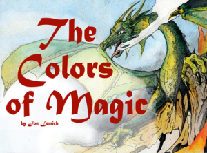 Cover of The Colors of Magic. Shows purple, green, yellow, orange and red candy